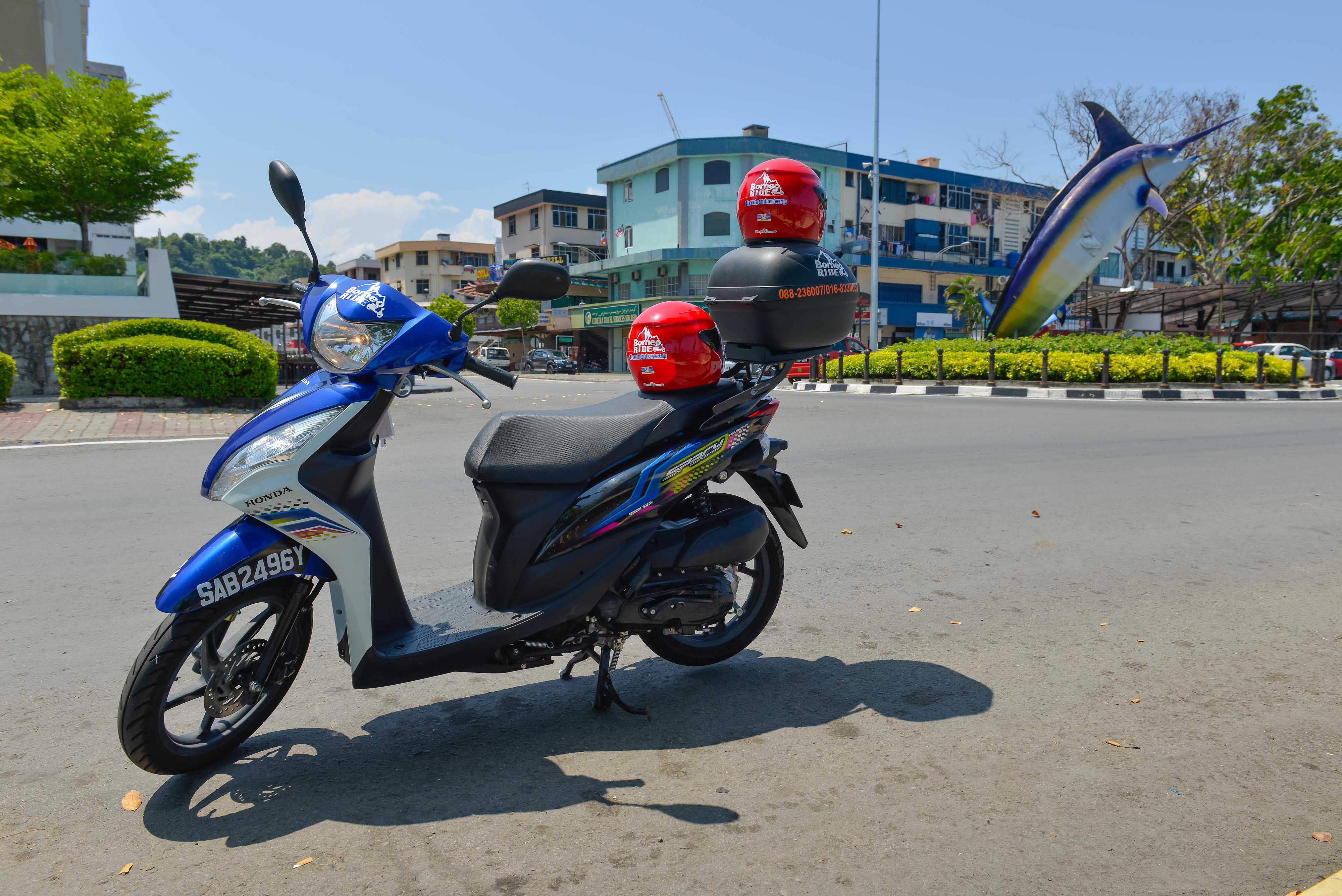 Borneoride motorbike at Marlin Swordfish roundabout, Kota Kinabalu